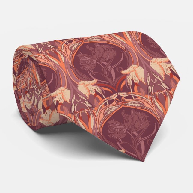 Gravata Vintage Tulip Art Nouveau Neck Tie (Rolled)