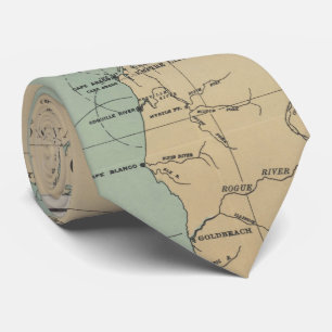 Gravata Vintage Washington & mapa do farol de Oregon