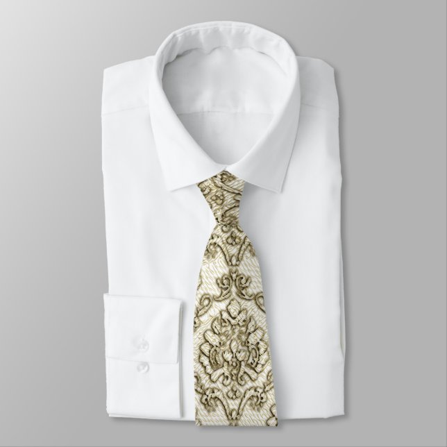 Gravata Vintage White Brocade Damask (Amarrado)