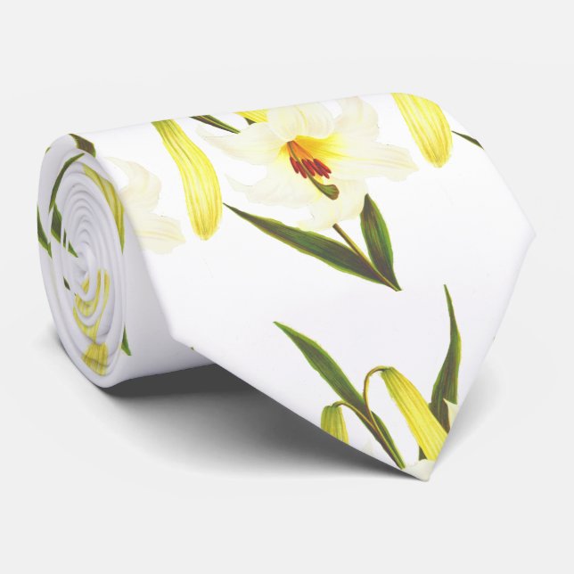 Gravata Vintage White Lily (Rolled)