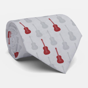 Gravata Violão Acústico Grungy bolinhas branco vermelho