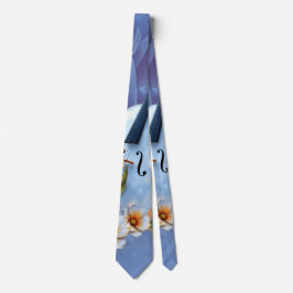 Gravata Violino Branco com Flores - Música e Natureza Eleg