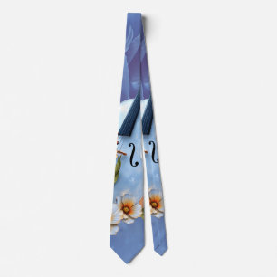 Gravata Violino Branco com Flores - Música e Natureza Eleg