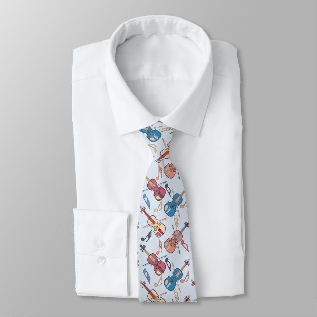 Gravata Violinos Angled Music Notes Neck Tie (Amarrado)
