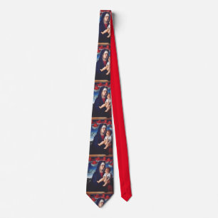Gravata Virgem Maria e Menino Arte Religiosa Clássica