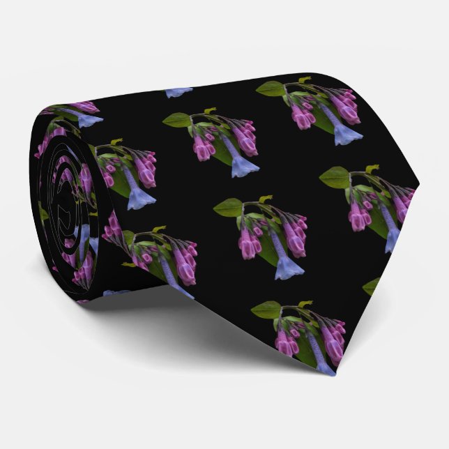 Gravata Virginia Bluebells Wildflower Neck Tie (Rolled)