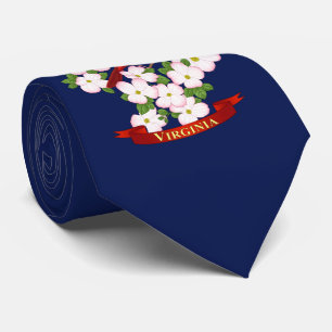 Gravata Virginia State Cardinal Bird e Dogwood Flower