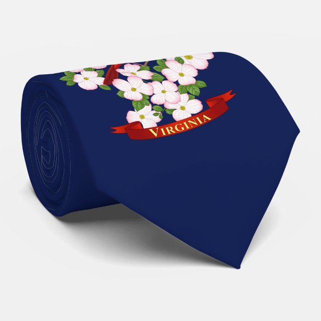 Gravata Virginia State Cardinal Bird e Dogwood Flower (Rolled)