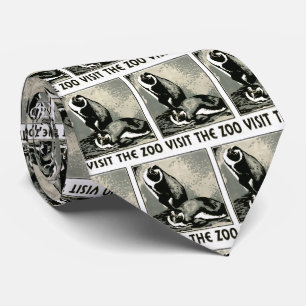 Gravata Visite o zoológico - Vintage WPA Poster com pingui