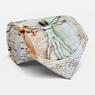 Gravata VITRUVIAN MAN , Antiquado BURACO Castanho