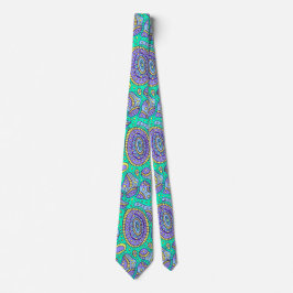 Gravata Vivid Aqua e Purple Paisley Neck Tie
