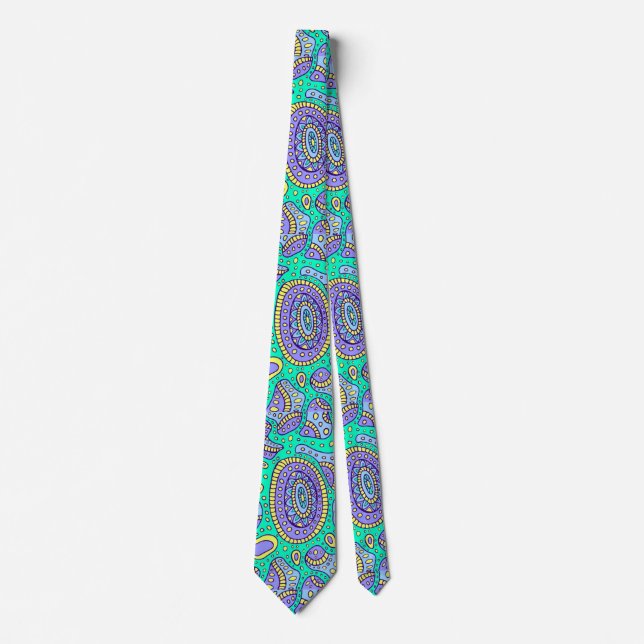 Gravata Vivid Aqua e Purple Paisley Neck Tie (Frente)