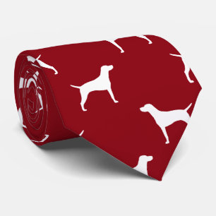 Gravata Vizsla Dog Silhouettes Padrão Vermelho e Branco