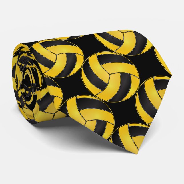 Gravata Voleibol Amarelo e Negro esportivo (Rolled)