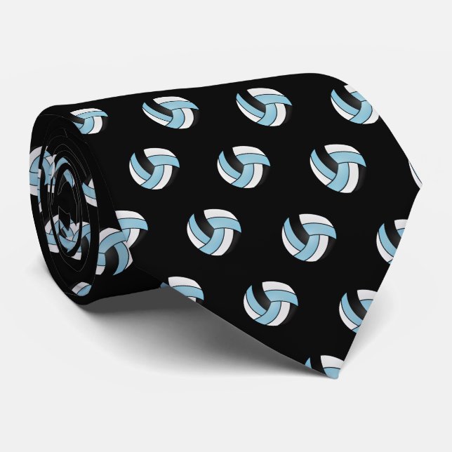Gravata Voleibol Azul, Branco e Preto (Rolled)
