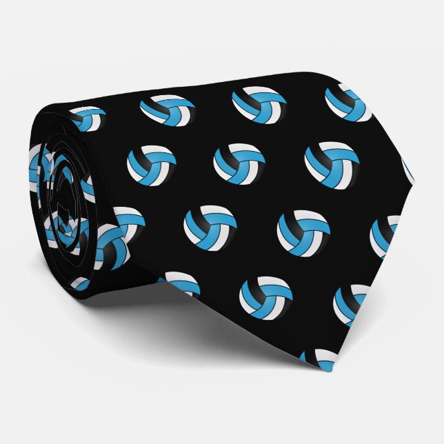 Gravata Voleibol de bebê azul, branco e preto (Rolled)