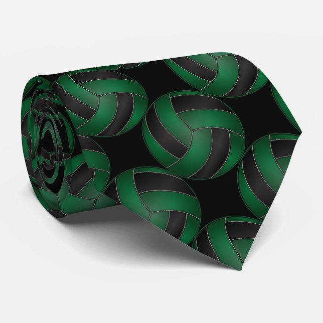 Gravata Voleibol Escuro Verde e Negro (Rolled)