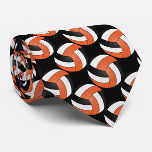 Gravata Voleibol Esportivo Laranja, Branco e Negro