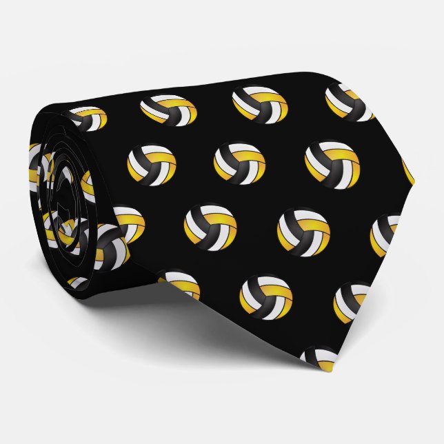 Gravata Voleibol ouro Amarelo, Branco e Negro (Rolled)