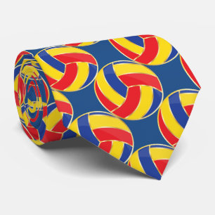 Gravata Voleibol Trim Azul, Amarelo, Vermelho e Dourado