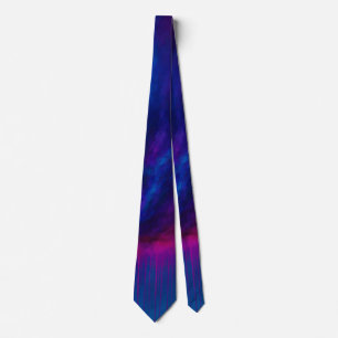 Gravata Vórtice Radiante Arte Abstrata Azul e Magenta