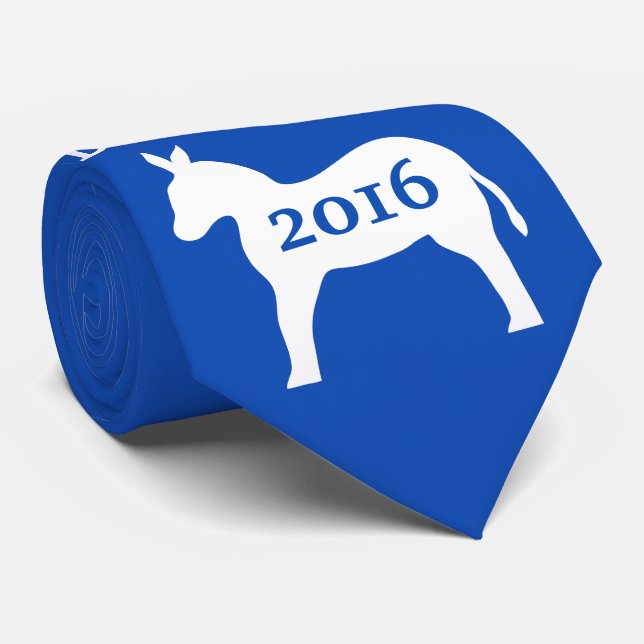 Gravata Voto Democrata Donkey Blue Man's Neck (Rolled)