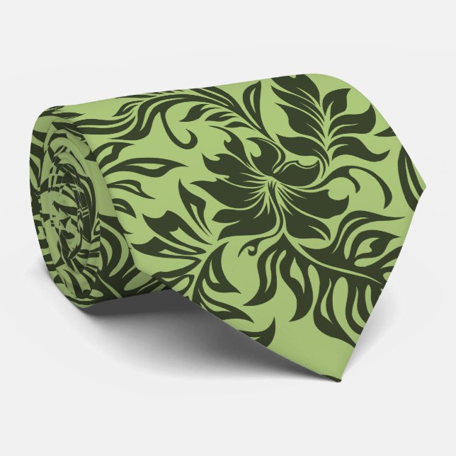 Gravata Waikiki Hibiscus Hawaiian Impresso em Dois Lados (Rolled)