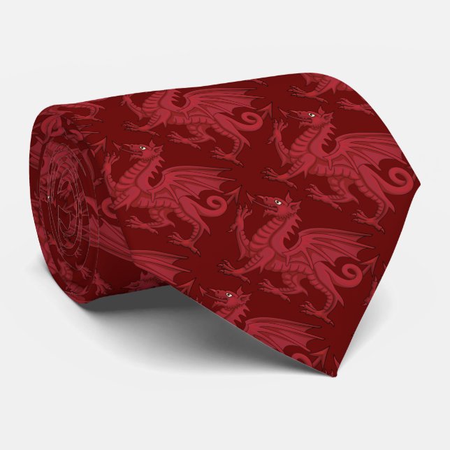 Gravata Wales Red Dragon (Y Ddraig Goch) (Rolled)
