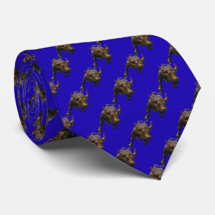 Gravata Wall Street que carrega o laço de Bull - BG azul
