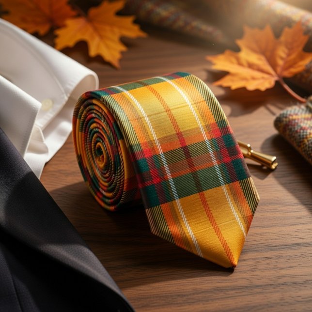 Gravata Warm Autumn Harvest Tartan Plaid Pattern (Criador carregado)