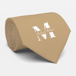Gravata Warm Tan | Custom Monogram Wedding Groomsmen
