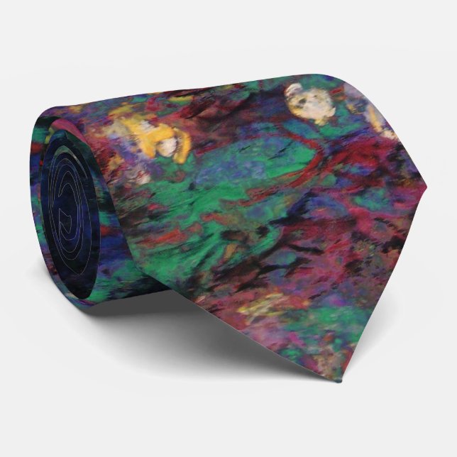 Gravata WATER LILIES VERDE POND Claude Monet Dark Floral (Rolled)