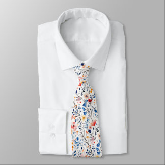 Gravata Watercolor Boho Wildflower Neck Tie