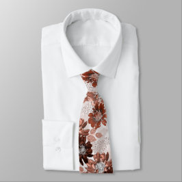 Gravata Watercolor brown grey floral pattern. 