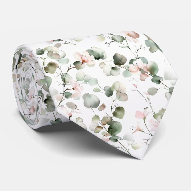 Gravata Watercolor Eucalyptus Pattern (Rolled)