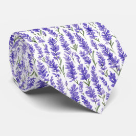 Gravata Watercolor Lavender Flowers Pattern