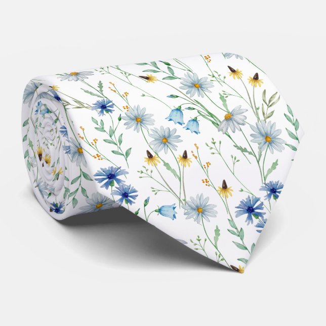 Gravata Watercolor Wildflower Meadow Floral Pattern  (Rolled)
