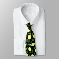 Watercolor Yellow Lemons with Leaves Black