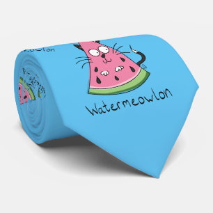 Gravata Watermeowlon Watermelon Cat Engraçado Brincadeira