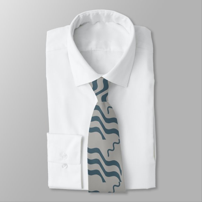Gravata Waves Beachy Design Blue Cinza (Amarrado)