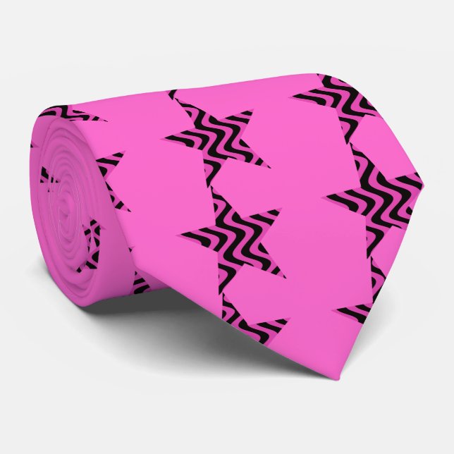 Gravata Waves Wobble (Rosa/Preto) - Estrela (Rolled)