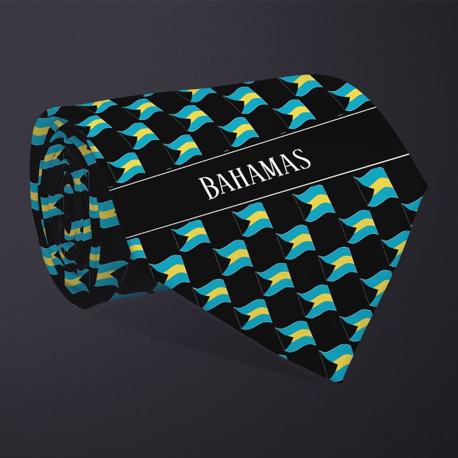 Gravata Wavy Bahamas Flag Pattern (Criador carregado)