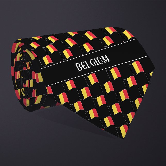Gravata Wavy Belgium Flag Pattern (Criador carregado)