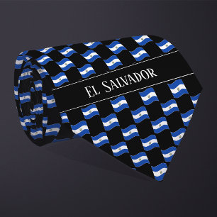 Gravata Wavy El Salvador Flag Pattern