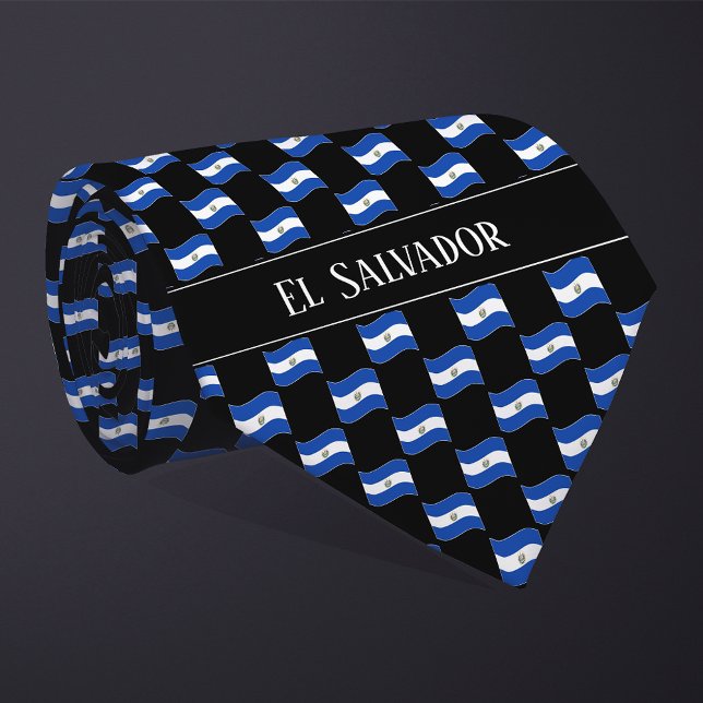 Gravata Wavy El Salvador Flag Pattern (Criador carregado)