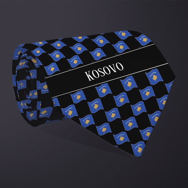 Gravata Wavy Kosovo Flag Pattern (Criador carregado)