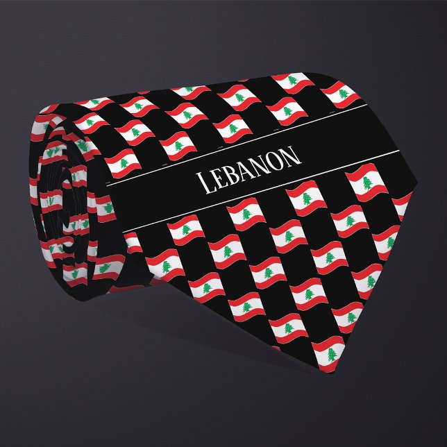 Gravata Wavy Lebanon Flag Pattern (Criador carregado)