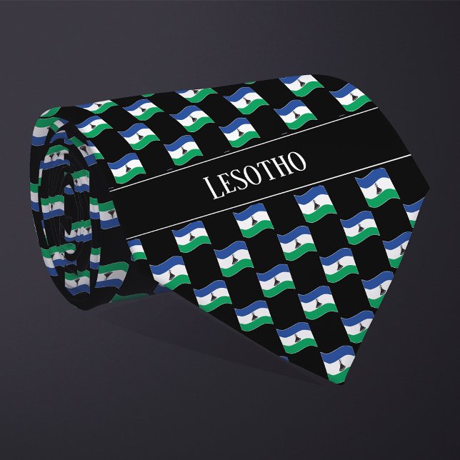 Gravata Wavy Lesotho Flag Pattern (Criador carregado)