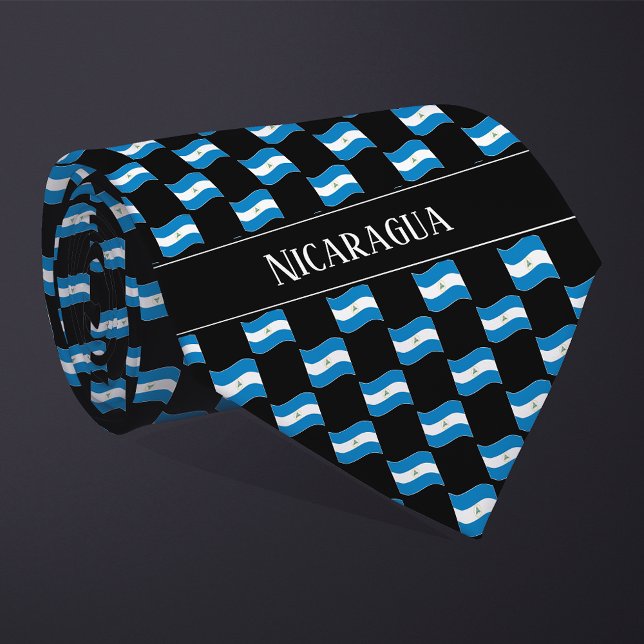 Gravata Wavy Nicarágua Flag Pattern (Criador carregado)