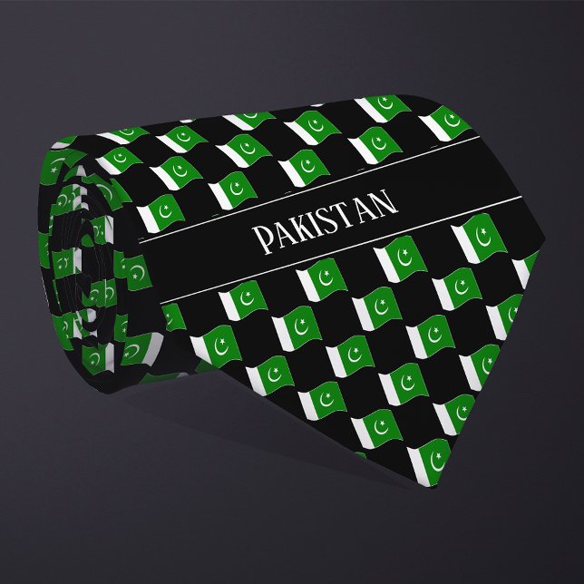 Gravata Wavy Pakistan Flag Pattern (Criador carregado)